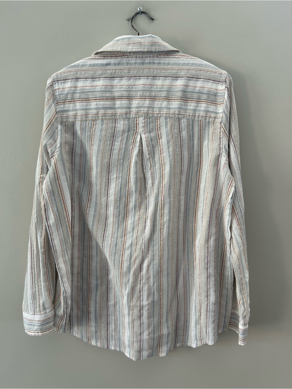 Adyson Parker Cotton Blend Striped Airy Optional 3/4 Sleeve Button Down Shirt - Picture 5 of 5